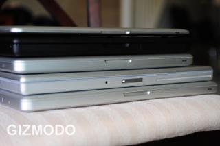 Illustration for article titled Sizemodo: New MacBook and MacBook Pro vs. Their Forebearers